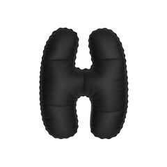 3d illustration black matt balloon letter H