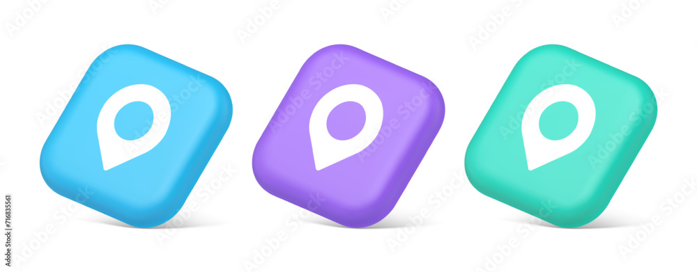Poster gps map pin location service button application direction distance pointer 3d isometric icon