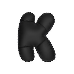 3d illustration black matt balloon letter K