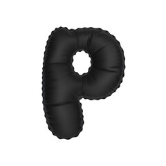 3d illustration black matt balloon letter P
