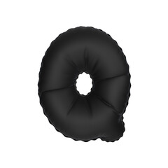 3d illustration black matt balloon letter Q