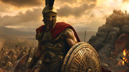Spartan Hoplite (Ancient Greece) - obrazy, fototapety, plakaty