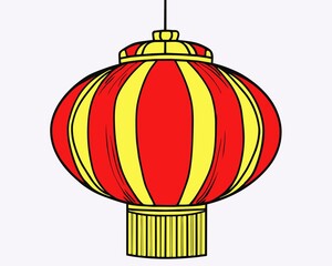 Red lantern Happy china new year white background
