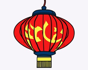 Red lantern Happy china new year white background