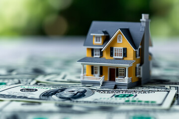 A home model on the Dollars, home for sale concept 