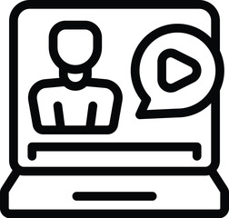 Laptop spanish lesson icon outline vector. Skill online. Learning session
