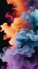Obraz premium Multicolored illustration of picturesque full frame backdrop of abstract fantastic dense smoke of different shades. generative, ai.