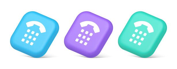 Phone call button application handset mobile contact communication 3d realistic isometric icon
