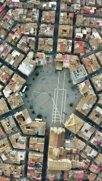 Aerial view of Grammichele, a small town in Sicily, Italy. Grammichele in vertical video