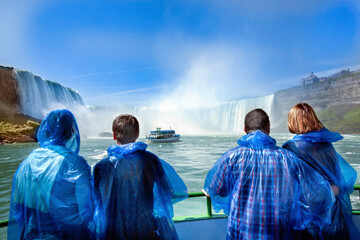 Passengers view of Niagara Falls from tour boat