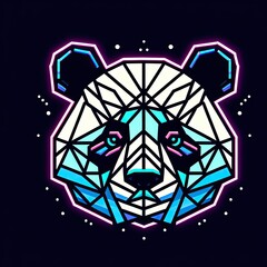 Neon Bamboo Bliss: Graphic Illustration of a Panda in Vibrant Geometric Abstraction