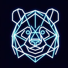 Neon Bamboo Bliss: Graphic Illustration of a Panda in Vibrant Geometric Abstraction