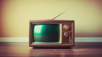 Retro old television on background. 90's concepts. Vintage style filtered photo.  generative, ai.