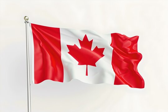 Vibrant canadian flag waving against a clean, white background. national symbol of canada fluttering. AI