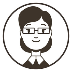 Professional woman avatar. Black round female portrait
