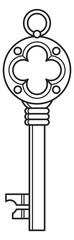 Obraz premium Retro key line drawing. Security and protection symbol