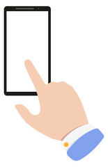 Phone screen with touching finger. Blank app template