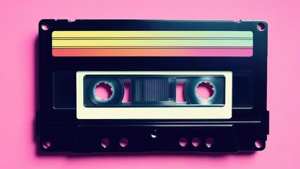 Rewind cassette tape compact retro on background. 90's concepts. Vintage style filtered photo.  generative, ai. - obrazy, fototapety, plakaty
