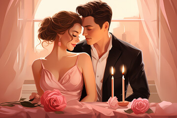 couple in romantic restaurant