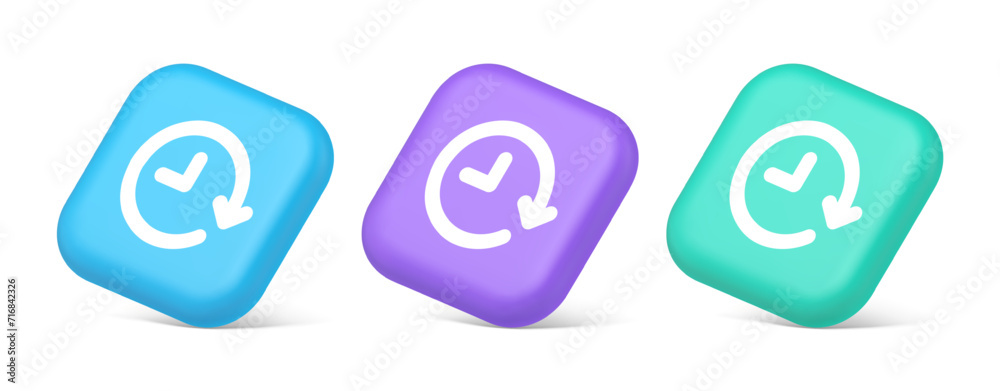 Poster clock in circle arrow button time countdown deadline chronometer 3d realistic isometric icon