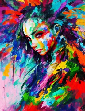 painting of beautiful woman art © Usama