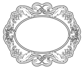 Classic ornate frame. Round filigree border engraving