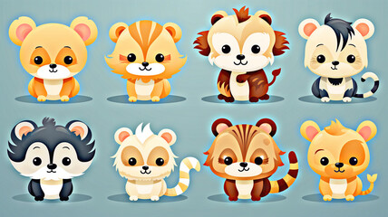 Adorable Cartoon Baby Animals Collection