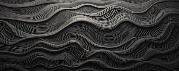 a black and white image of a small ridge with ripples on it, in the style of layered veneer panels, dark fantasy, colorful woodcarvings, smokey background, dark silver and light bronze