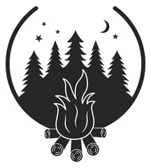 Camping logo. Black outdoor adventure club symbol