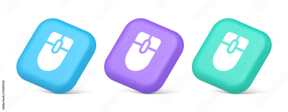 Poster mouse computer scrolling device cursor button click control cyberspace interface 3d isometric icon