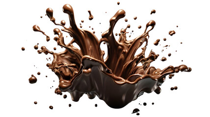 Chocolate splash isolated on transparent background.