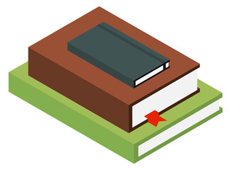 Isometric book stack. Education reading color icon