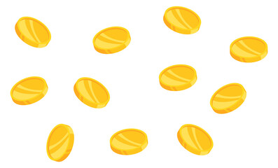 Money rain. Falling golden coins. Wealth background