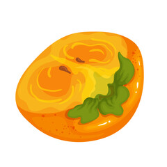 A piece of ripe, juicy persimmon fruit. Vector graphics.
