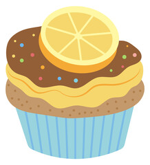 Chocolate cream muffin with fresh lemon fruit icon
