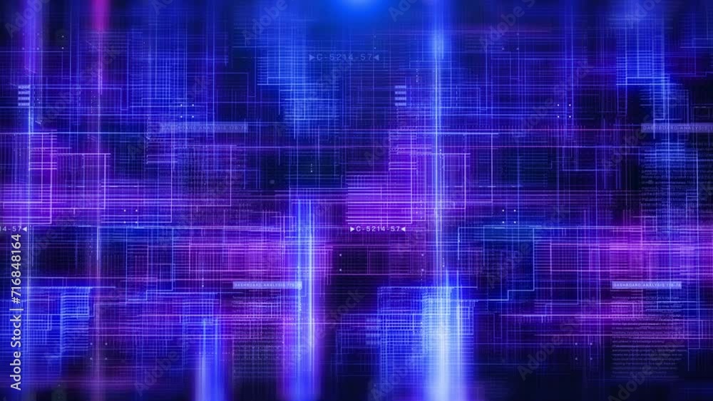 Aufkleber Digital big data information transferring system technology loop 4K motion background.
