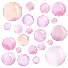 Watercolor soap bubbles. Vector pattern