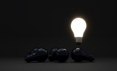 abstract business symbol with bulbs - 3D Illustration