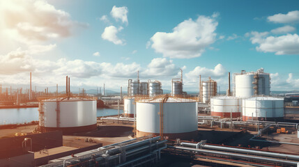 Oil refinery from oil industry area, aerial view