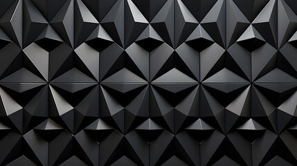 Luxury triangle abstract black semi-gloss metal background. dark 3d geometric illustration - obrazy, fototapety, plakaty