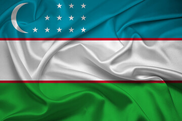 Flag of Uzbekistan, Uzbekistan Flag, National symbol of Uzbekistan country. Fabric and texture flag of Uzbekistan