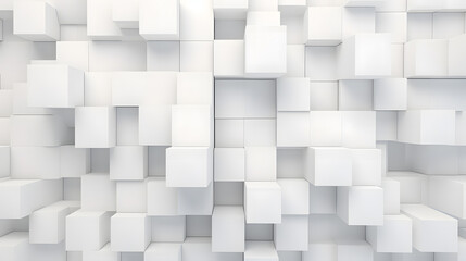 Random shifted white cube boxes block background wall