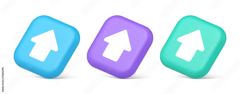 Aufkleber arrow up button directional pointer cyberspace cursor 3d realistic isometric icon