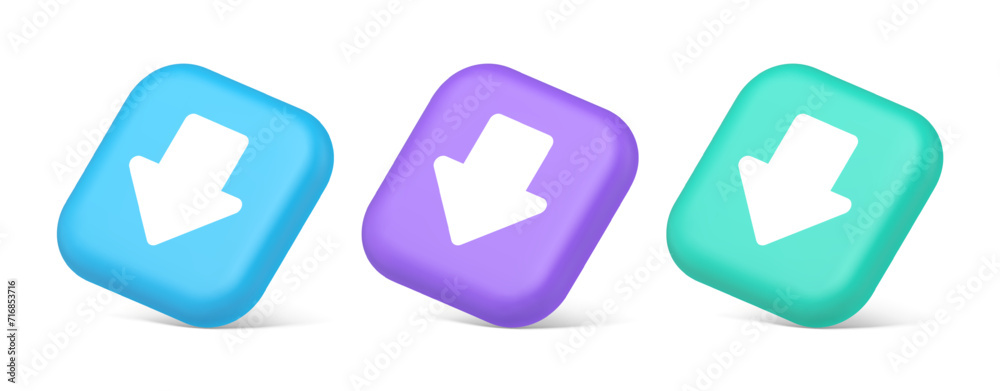 Poster arrow down button keyboard navigation pointer cyberspace downloading web app 3d isometric icon