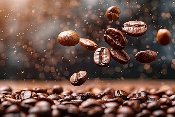Coffee beans embodying caffeine and roast perfect for espresso brown hue blending into any drink...