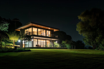 New modern house in the night 
