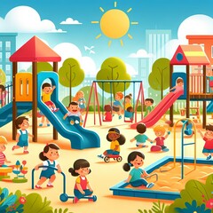 Drawing of kids in the playground