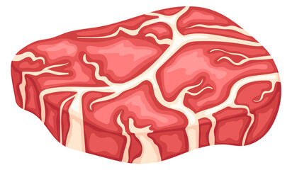 Beef steak icon. Cartoon raw meat cut