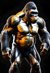 Gorilla black and gold mammal animal face , black white wildlife