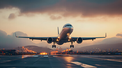 Obraz premium A plane taking off from an airport